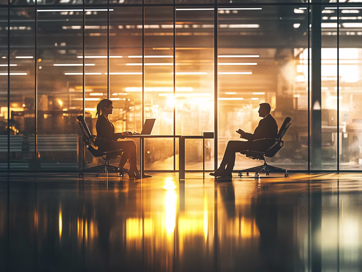 Business meeting with a women and a men in an office.